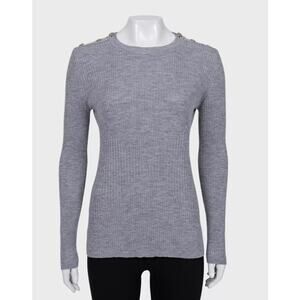 Chanel Fitted Gray Sweater with Signature Buttons Sz.44